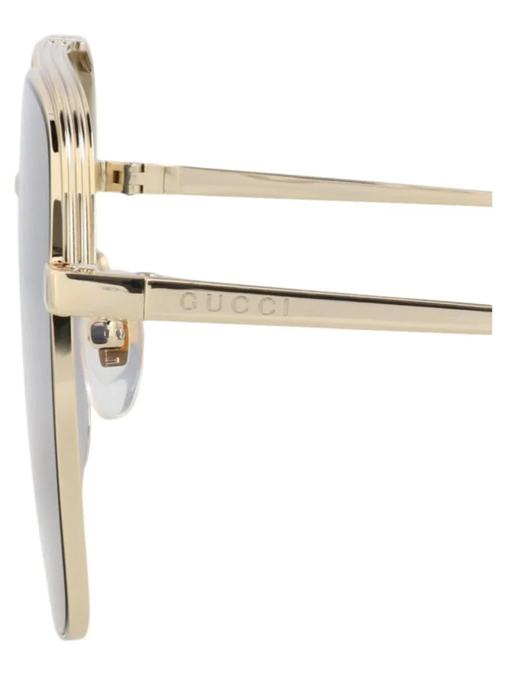 New Gucci Women's Sunglasses Aviator Metal Frame Mens Gold Gold Blue